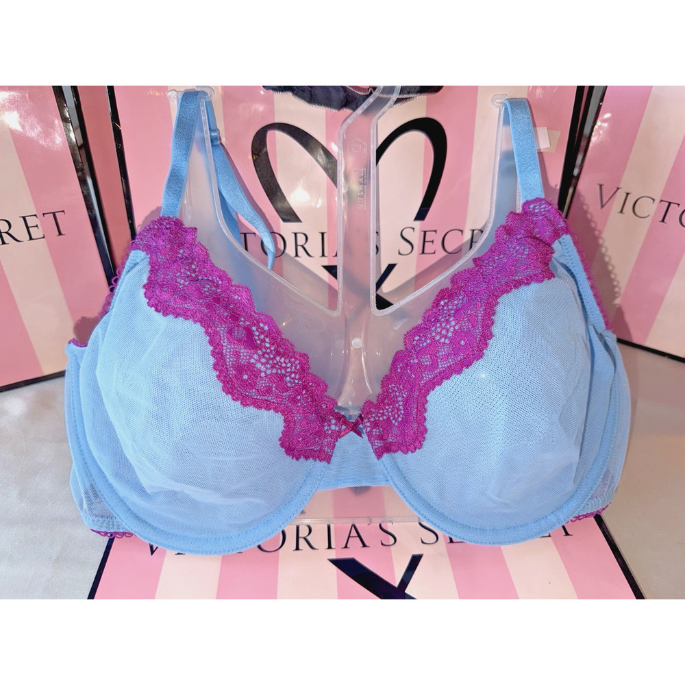Victoria's Secret Bra Unlined Tease 36B Blue & Purple Lace